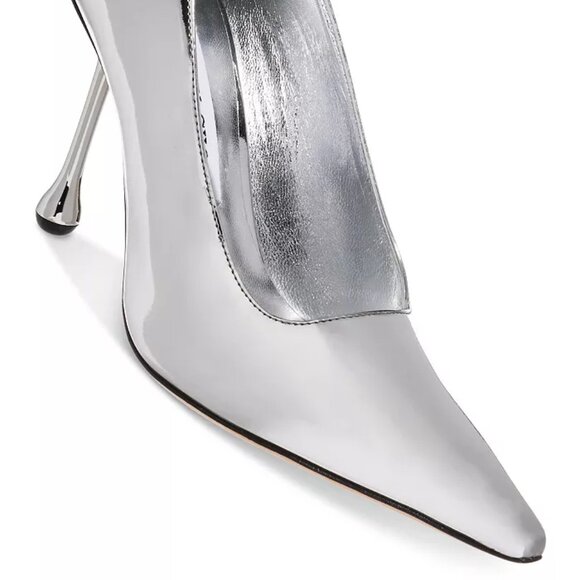 Jimmy Choo IXIA 95MM Mirrored Silver Metallic Leather Pointed Toe Heel Pumps - Picture 7 of 13